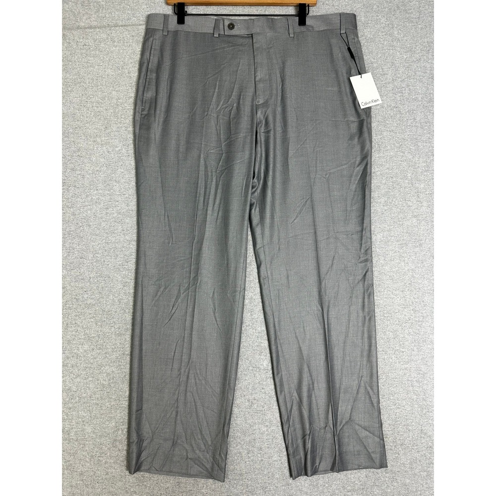 NWT Calvin Klein Dress Pants Mens 38x30 Grey Flat Front Washable JKSOP JJX0196